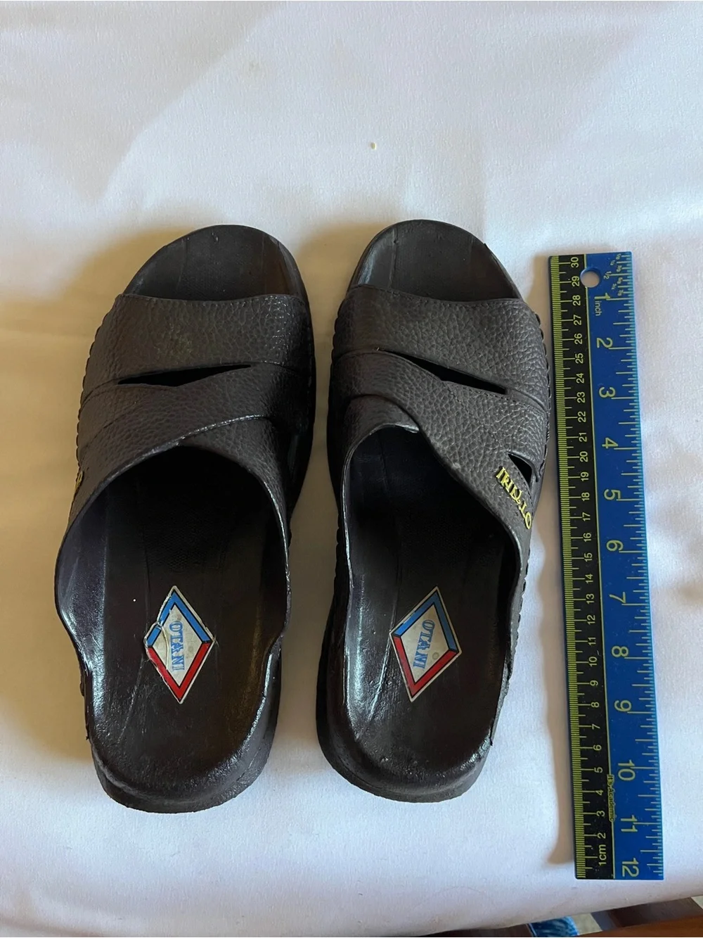 OTANI 505 Dark Brown Textured Slide Sandals Size M Made In Thailand Open Toe